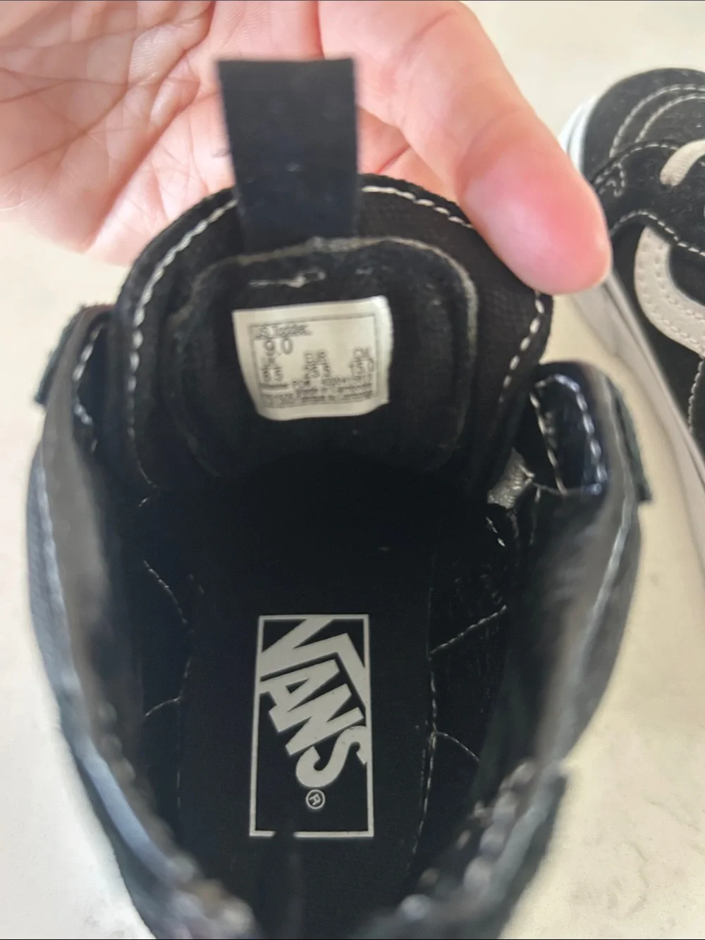 Vans Kids Black and White High Top Skate Sneakers